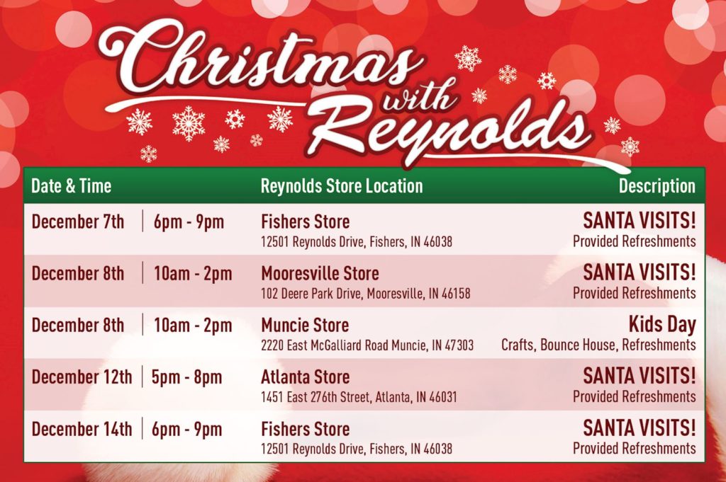 Santa at Reynolds schedule