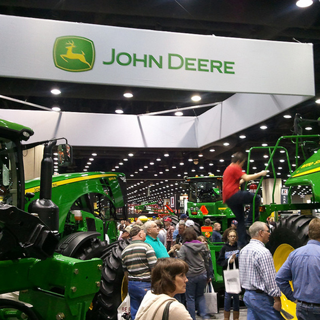Picture of the John Deere booth at the National Farm Machinery Show