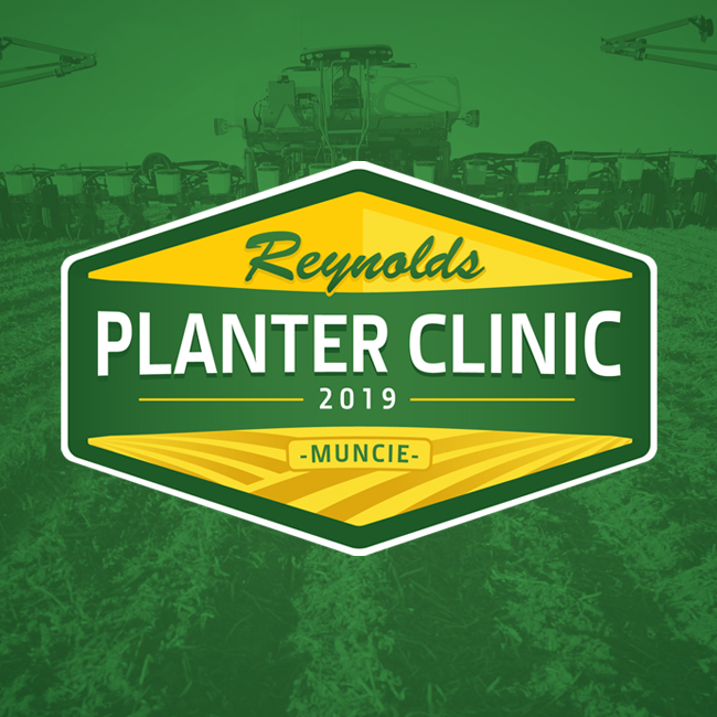 Reynolds logo with "Planter clinic 2019 Muncie" written inside