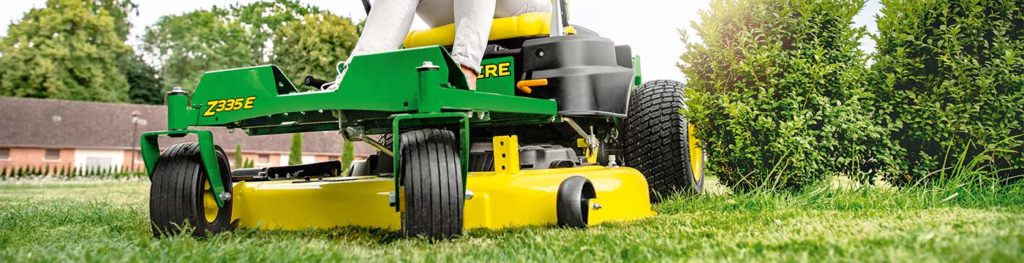 Picture of a Z335E mower with ZGlide suspension implemented. 